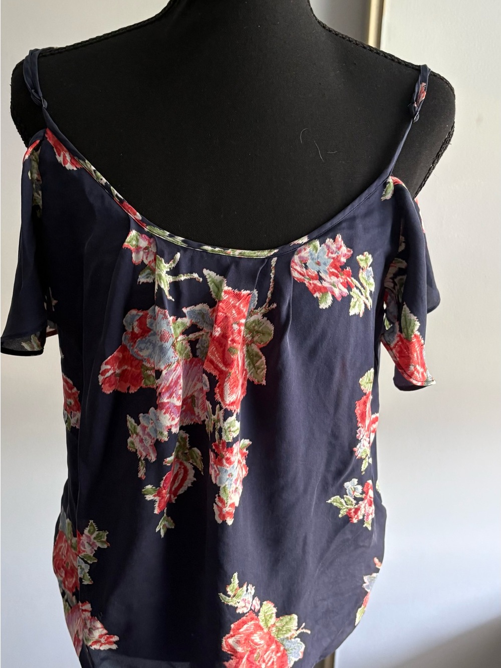 Joie Navy Floral Cold-Shoulder Camisole